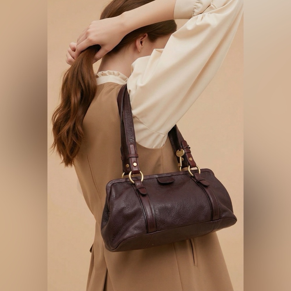 Charter Club Dark Brown Leather Shoulder Bag